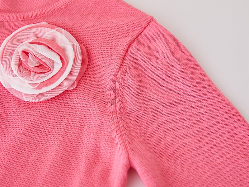 Cardigan en tricot à dentelle florale pour filles et mères – Pull en coton doux pour le printemps et l'automne pour tout-petits et enfants (3-8 ans, 100-140 cm) – Bleu marine et rose_voghion.com