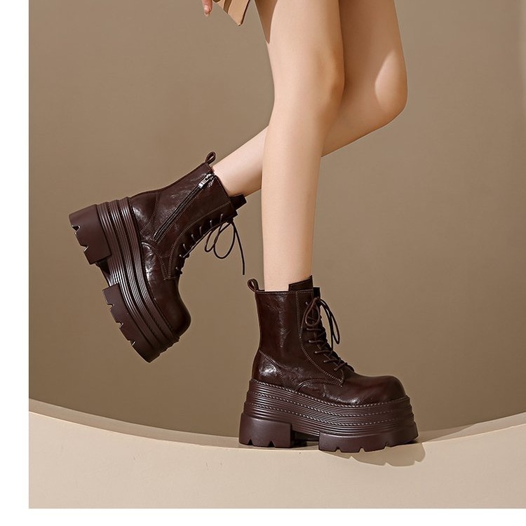 Boots Women's Shoes British Style 2025 Autumn New Versatile Thick-Soled Elegant Comfortable Fashion Retro Fashion Boots