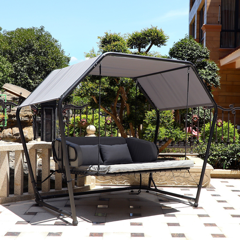 Sillón de patio al aire libre columpio al aire libre doble balcón casero silla de caña ocio mecedora hamaca de hierro forjado cuna
