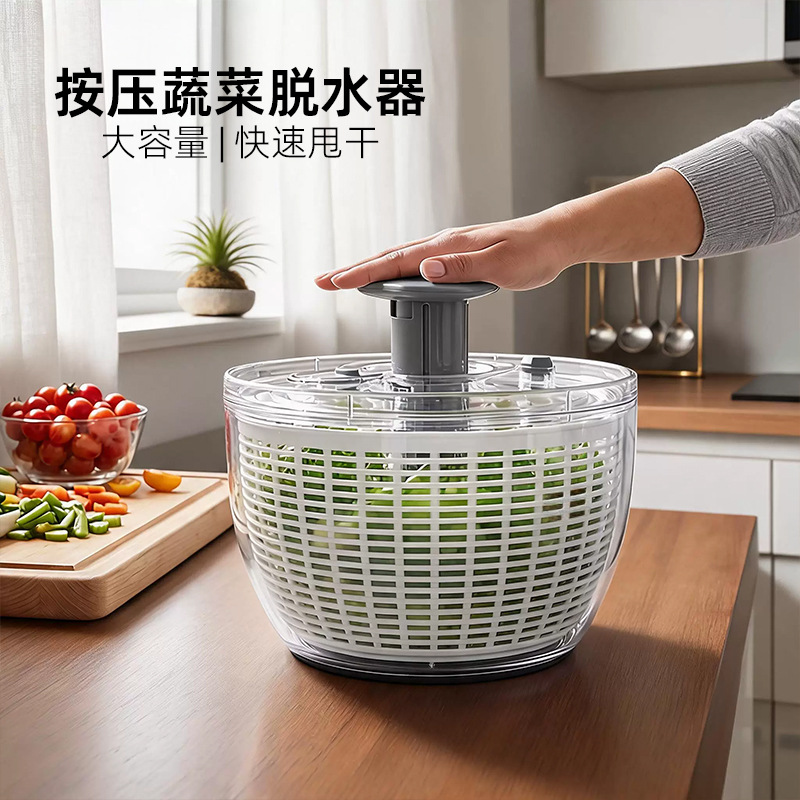 Premium manual multi-functional vegetable spinner for home kitchen, suitable for washing, storing, and draining salads