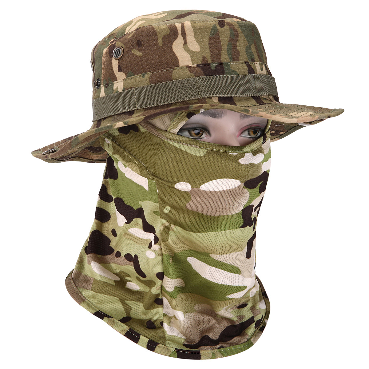 Sombrero de camuflaje con ala ancha al aire libre sombrero Benni sombrero de camuflaje para fanáticos militares sombrero de alpinismo de pesca protector solar sombrero de pescador transpirable hombre