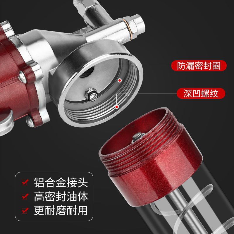 气动打黄油机气泵黄油枪重型自吸式专用高压连发透明拉链式毛毛虫