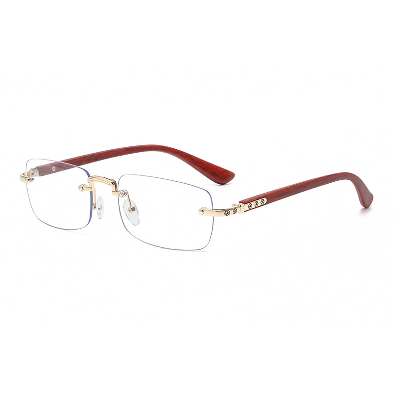 Gafas sin montura que cambian de color sensibles a la luz Gafas de lectura de pierna de grano de madera de sensación de alta calidad