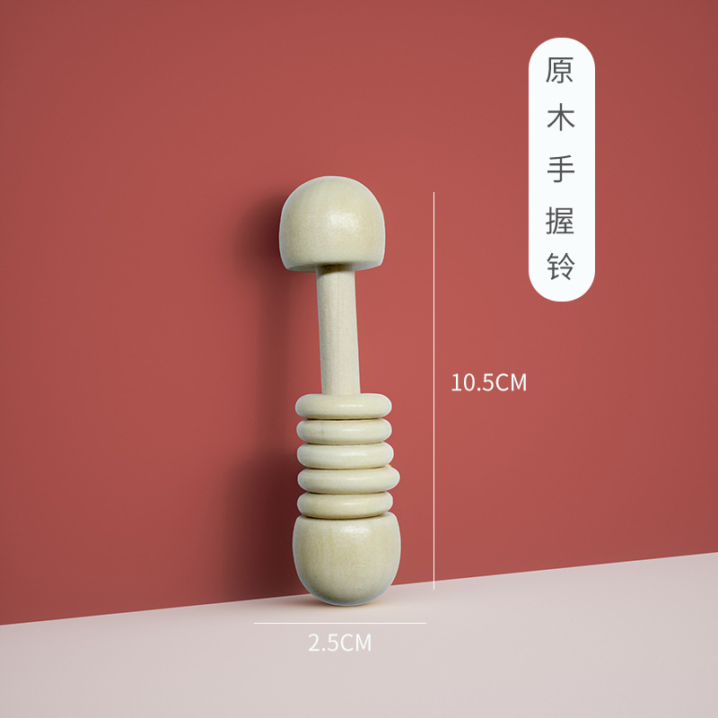 Amazon fábrica de dibujos animados de madera sonajero mordedor palo bebé mano-cranking cama Bell juguete