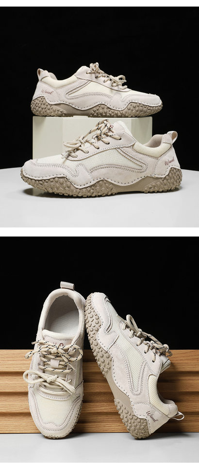 Giày thể thao unisex cỡ lớn da thật mũi tròn, giày sneaker dã ngoại thường ngày — 6885 màu cát, 6885 màu nâu, 6885 màu đỏ rượu, 6886 màu cát chi tiết 27