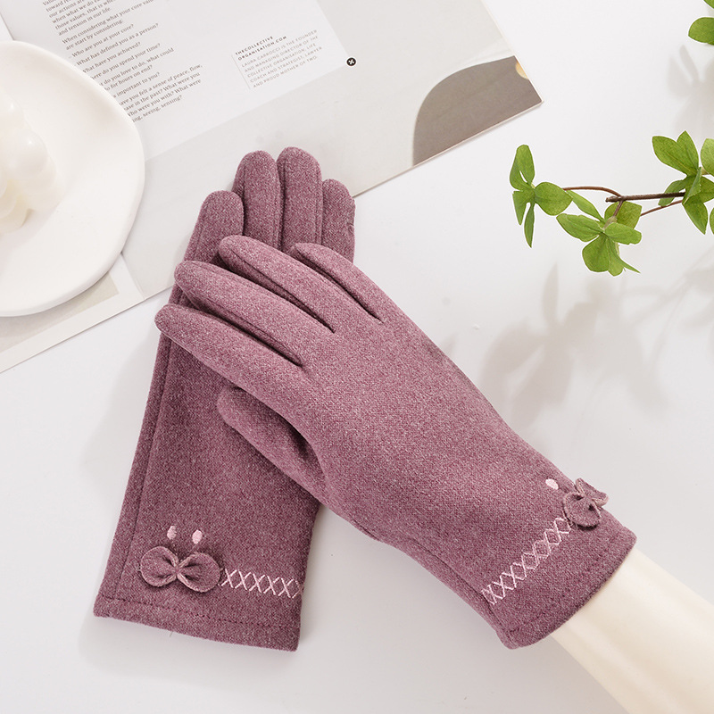 Nuevos guantes cálidos de piel de conejo para mujer, guantes de invierno y otoño, guantes Xinji, a prueba de viento, forrados de lana, a prueba de frío, versión gruesa, venta al por mayor.