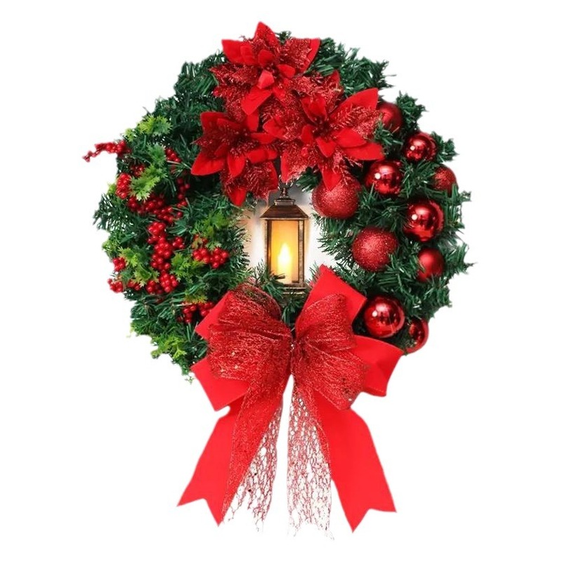 クリスマス装飾品、ドア掛け、40cm、ライト付き、聖なるクリスマスリース、木製、卸売|undefined