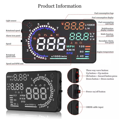 Vehicle HUD Universal High-Definition Car Speed