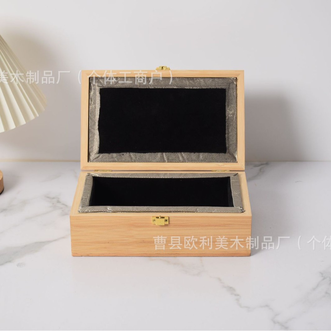木质冰酒石礼品盒桌面收纳盒珠宝首饰饰品收纳盒带盖收纳木盒