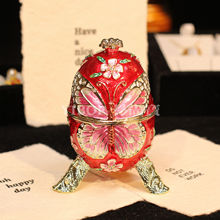 金属珐琅彩首饰盒俄罗斯蝴蝶彩蛋鸡蛋家居欧式小摆件外贸跨境礼品