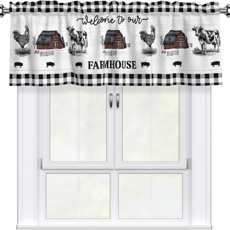 Cross-border new Amazon curtains, farmhouse-style short curtains, popular and best-selling window drapes Cross-border new Amazon curtains, farmhouse-style short curtains, popular and best-selling window drapes