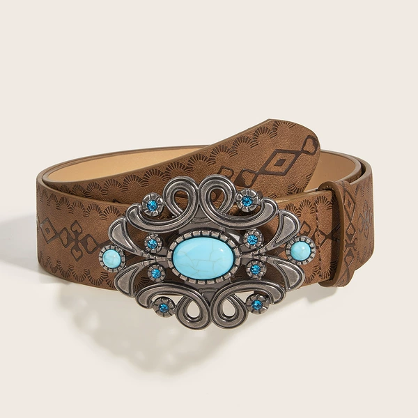 Printed blue gemstone (gun color buckle) length 105