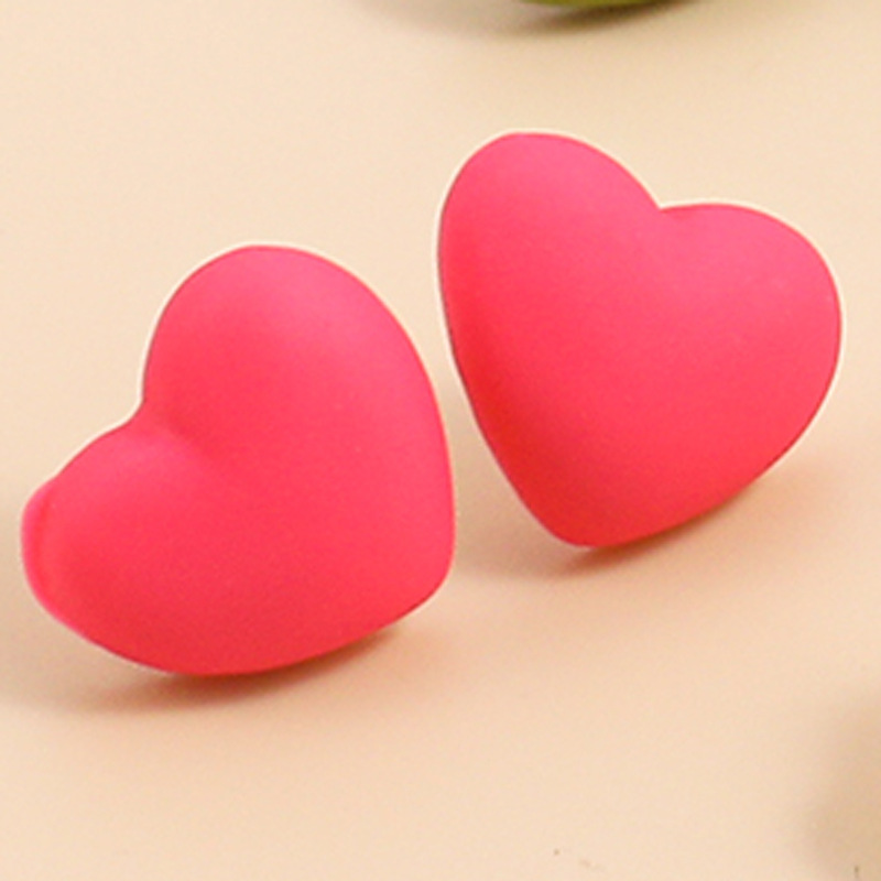 Candy Color Heart Stud Earrings Cute Small Cartoon Earrings