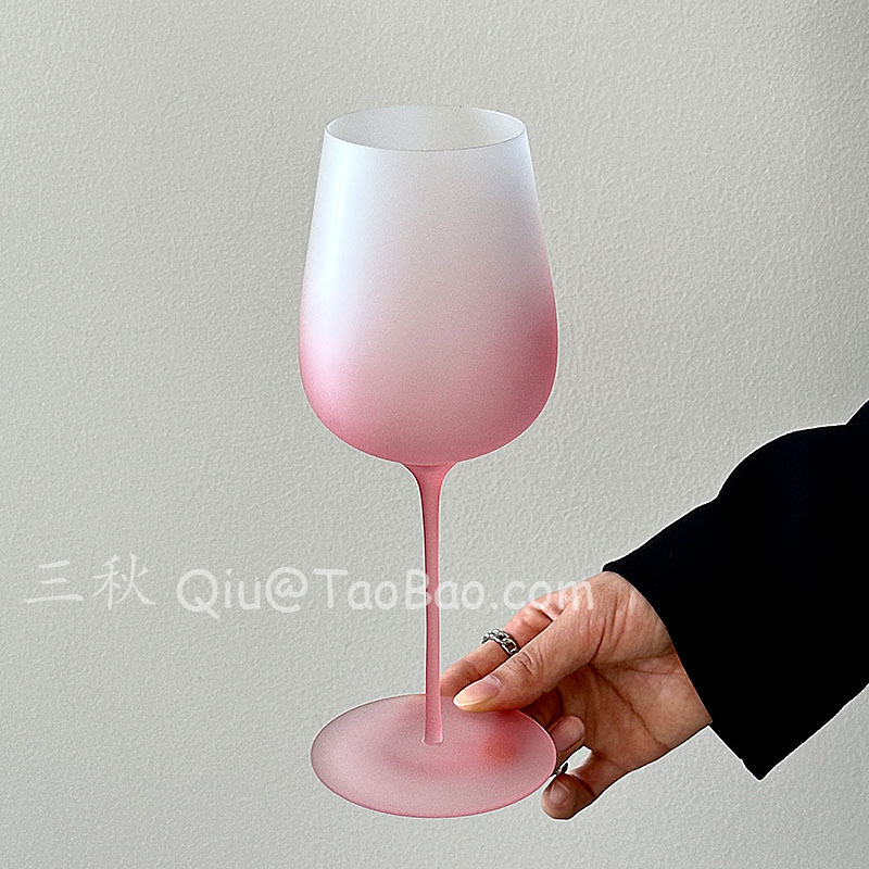 레트로 프로스티드 그라데이션 핑크 와인잔 545ml