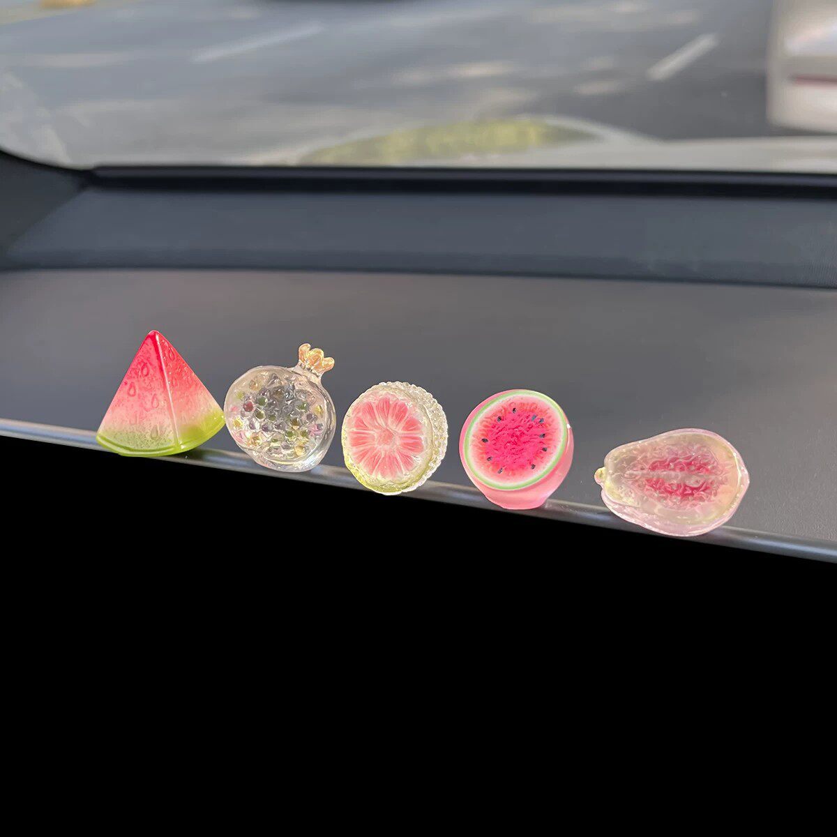 Ice-Clear Fruit Car Ornaments with High Aesthetic Value, Healing-Style Mini Interior Decorations for Car Dashboard and Workstation