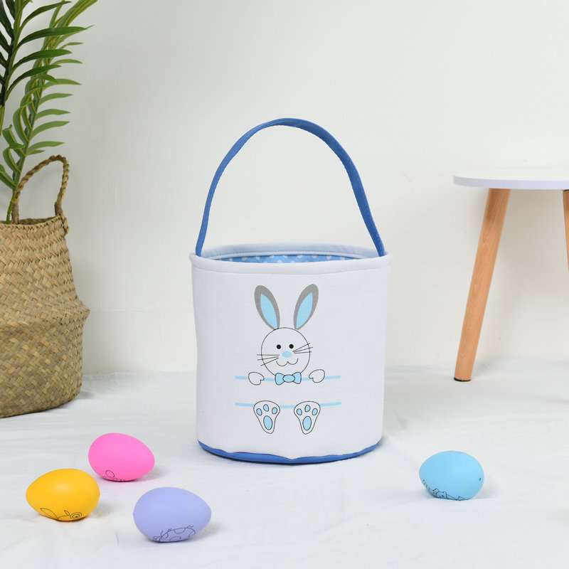 2024 nueva cesta de Pascua huevo decoraciones conejo de peluche cola de conejo cesta de almacenamiento cubo portátil al por mayor