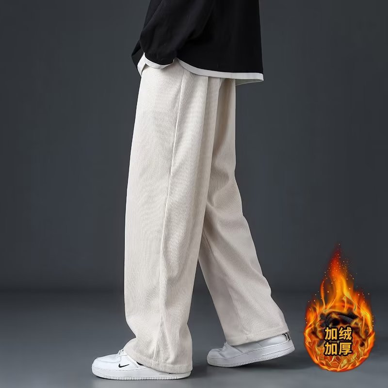 Pantalones para hombres más vello grueso y suelto mecha recta, piernas de vello, pantalones casuales para jóvenes, pantalones de hombre, pantalones deportivos largos