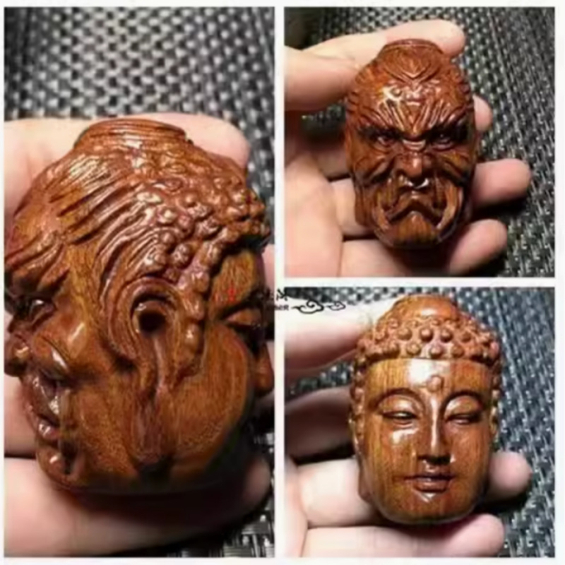 黄花梨の取っ手の件の木はクルミのヒョウタンの十二生肖の文を彫って赤い木の彫刻の小さい掛け金を彫って中実の置物を並べます。|undefined