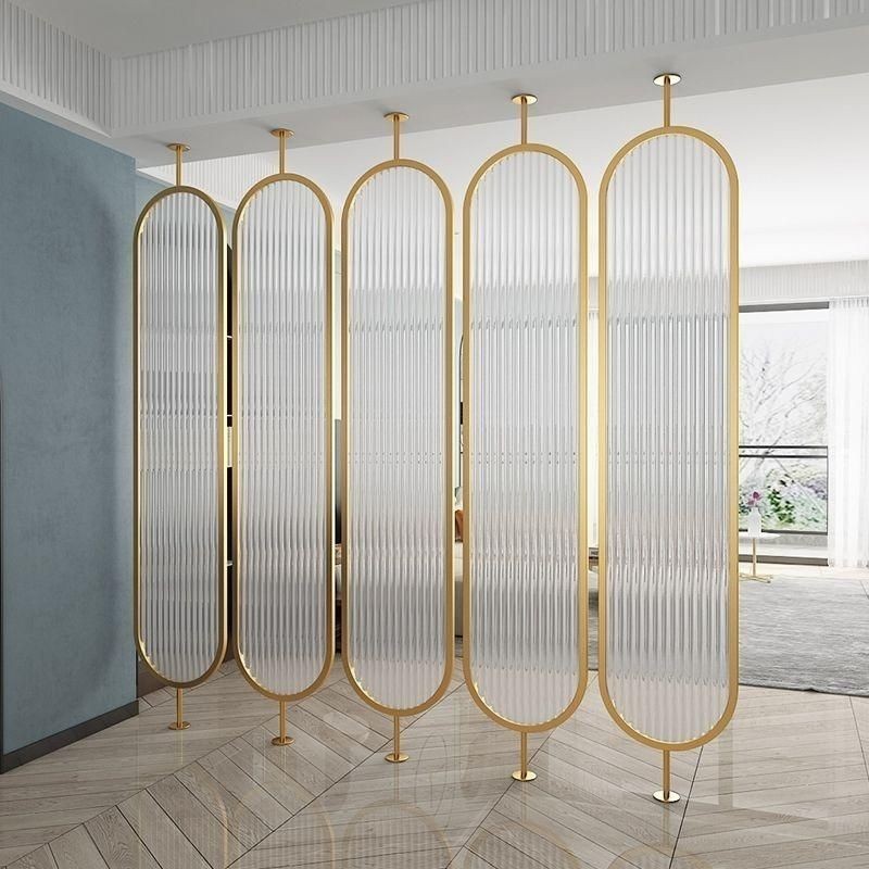 Light Luxury Changhong Partition Glass Screen Can Be Rotated Simple Living Room Entrance Entrance Stainless Steel Iron Glass Screen