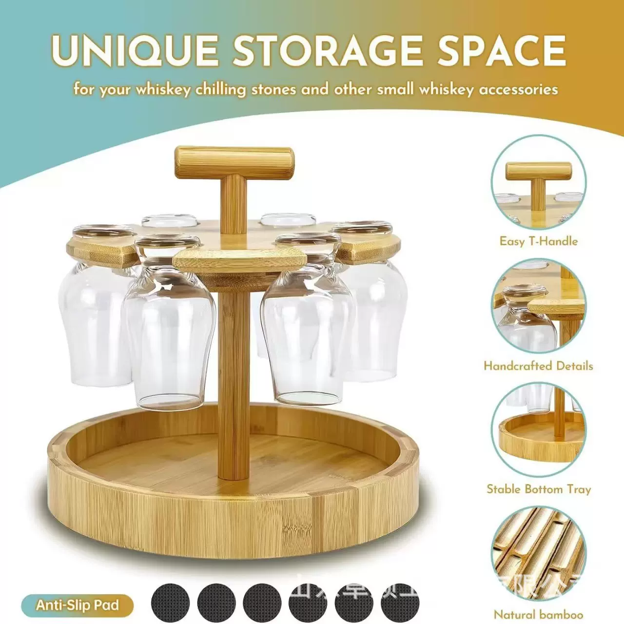 竹制杯架桌上摆件玻璃杯高脚杯倒挂沥水架干燥架手提式实木酒杯架