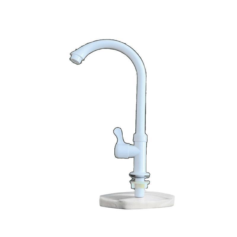 Cocina doméstica vertical lavabo facial de plástico único grifo de lavabo giratorio de agua larga