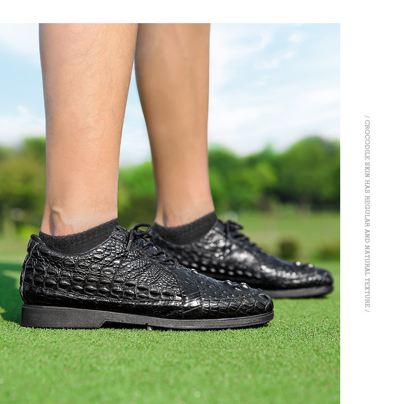 Giày golf nam da cá sấu không thấm nước đế đinh dẻo — XZ204-Đen chi tiết 9