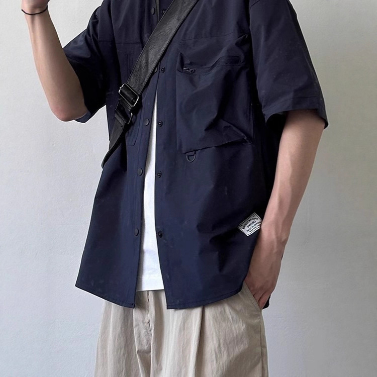 Mountain Style Outdoor Waterproof Quick-Drying Short-Sleeved Shirt Men's Summer Cityboy Multi-Flap Pocket Pants Loose Workwear Casual Shirt