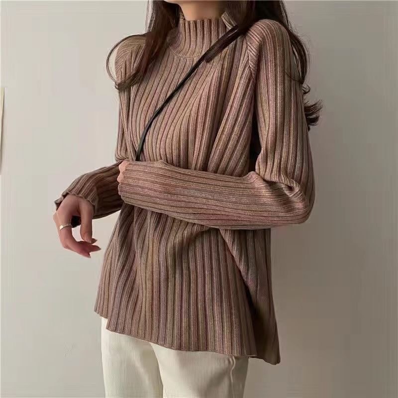 秋冬2025年新款百搭慵懒风宽松毛衣针织衫女装秋季设计感套头上衣|undefined