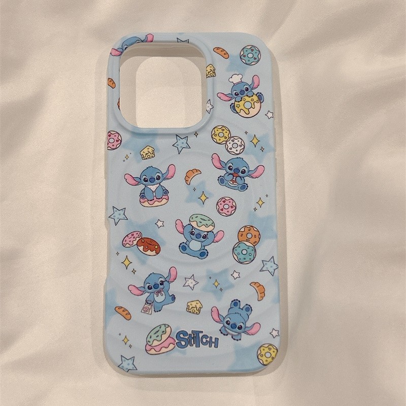 波紋シェルドーナツ スティッチ マグネット式 iPhone17/Apple 16ProMax/15/14対応 携帯電話ケース 女性向け|undefined