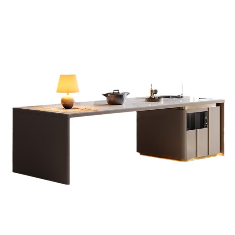 Mesa de comedor de pizarra de roca, apartamento pequeño, hogar, moderno, simple, ligero, lujo, nueva mesa de mesa de isla Qiping multifuncional de alta gama, una mesa de comedor
