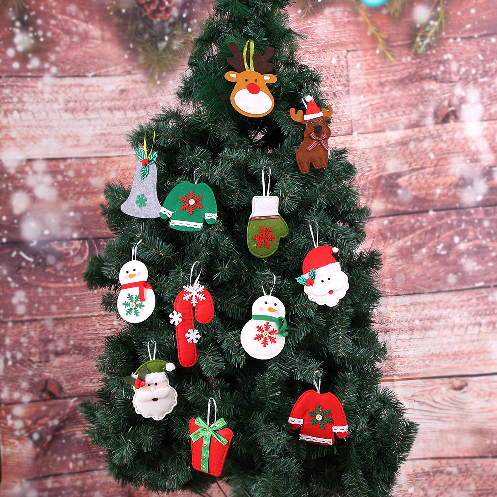 Christmas decorations non-woven pendants Christmas tree decoration pendants cartoon old man elk crutches Christmas pendants