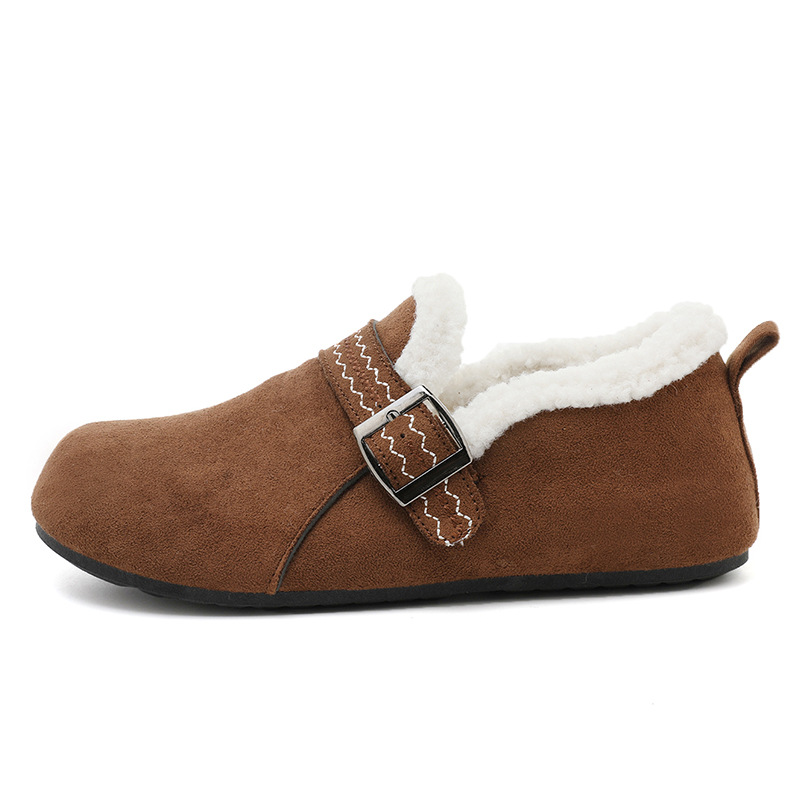 Xt-189 Women's 2025 New Autumn Winter Thick Sole Lazy Fleece Lined Cotton Casual Warm Single Shoes_voghion.com