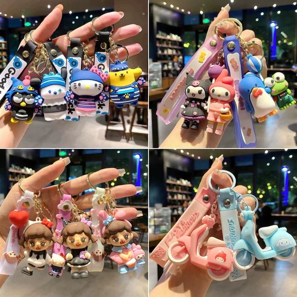 Cute Sanrio Keychain Pendant Doll Cartoon Car Keychain Accessories Bag Hanging Ornaments Small Gift Wholesale
