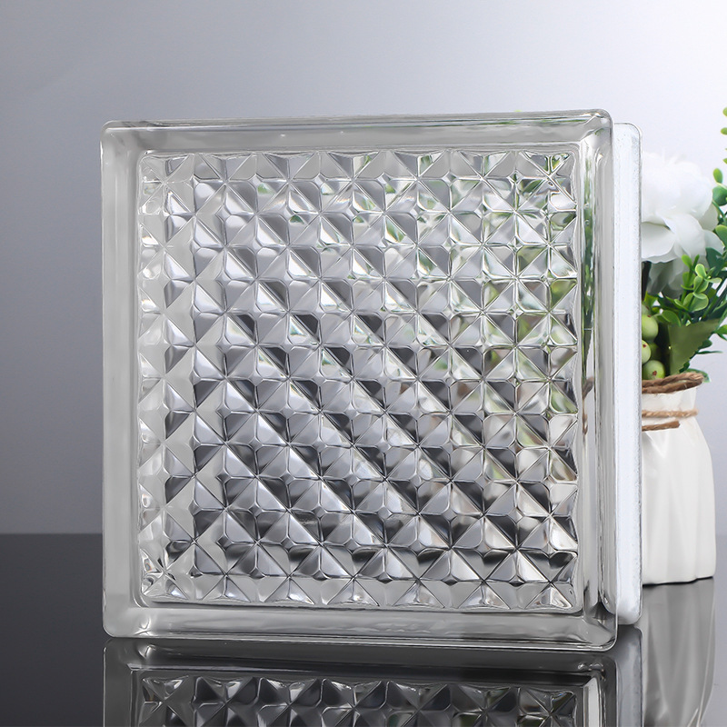 ladrillo de vidrio ultra blanco ladrillo de cristal pared de partición transparente baño opaco ladrillo hueco de patrón solar rojo