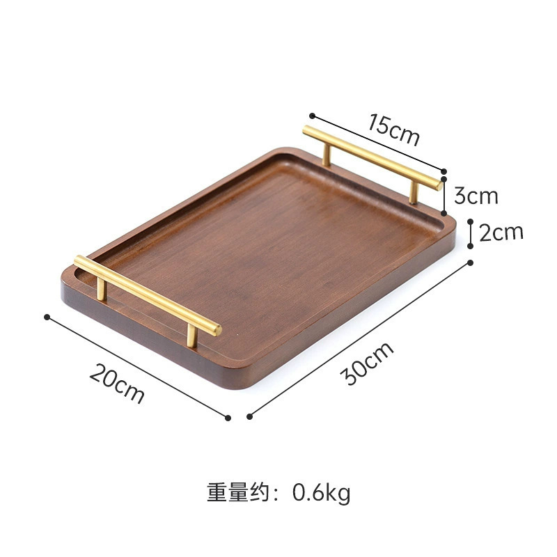 北欧風の美しい木製トレイ、取っ手付き、家庭用、レストラン、ホテル、カフェ、シンプルなお菓子トレイ|undefined
