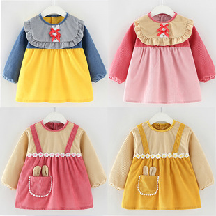 Big Sale Baby Smock Autumn and Winter Long-Sleeved Reverse Dressing Infant and Toddler Eating Bib Apron Girl Waterproof Anti-Dirty Protective Clothing