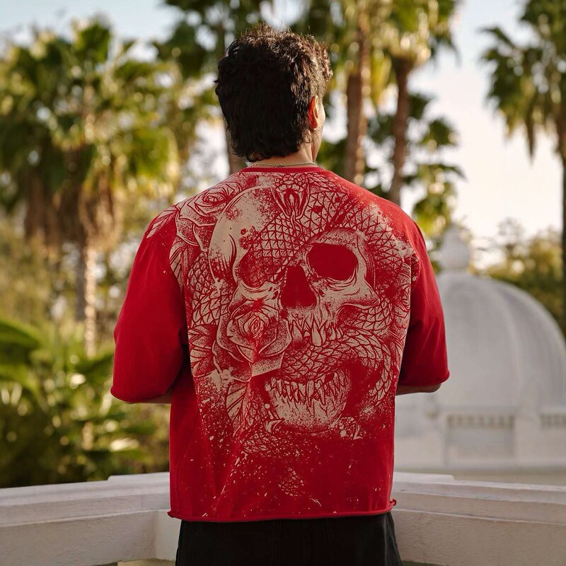 Youngla American New Men's Oversized T-Shirt Jogger Gym Sports Fitness Cotton Casual Short Sleeves