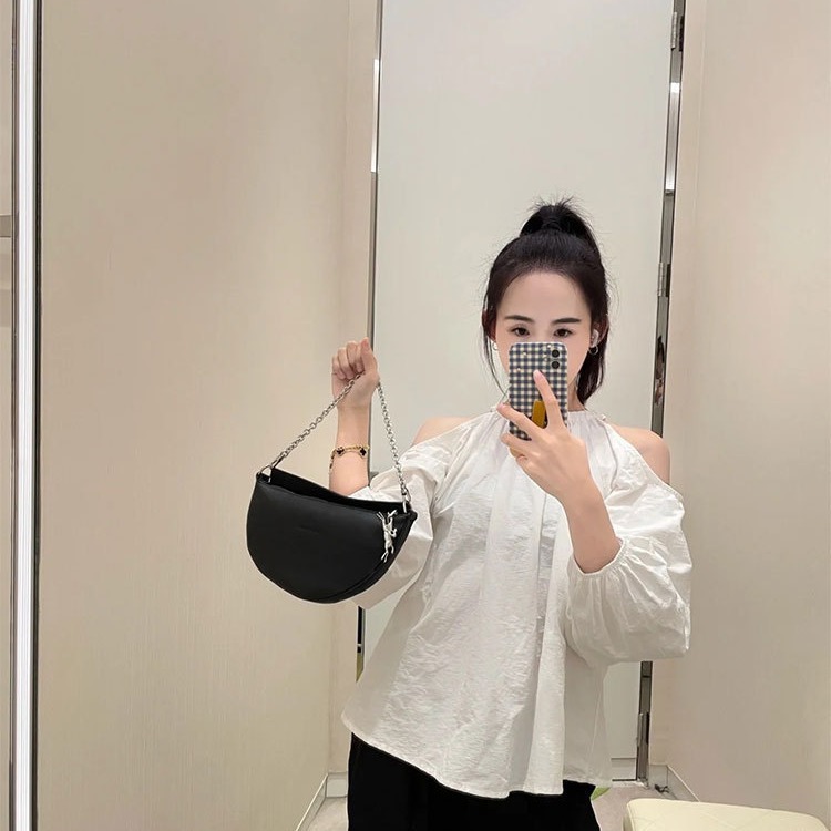 2023新款龙骧牛皮微笑包豌豆斜挎单肩腋下包链条smile手提女士包