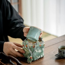 茶壺茶杯收納袋手工蓋碗布袋棉麻便攜旅行布包帶提繩杯袋茶道零配