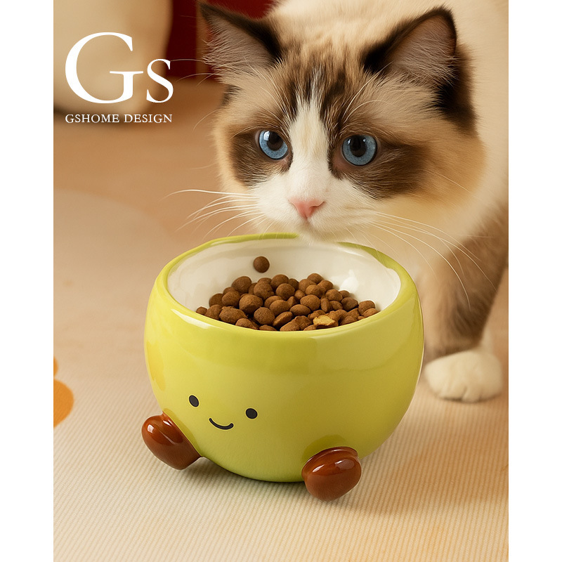 高颜值喂猫碗陶瓷不易打翻保护颈椎食盆大口径宠物狗喝水碗防外溅|undefined