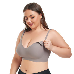 European size new jelly gel nursing bra plus size pregnant women without steel ring thin big chest lactation underwear