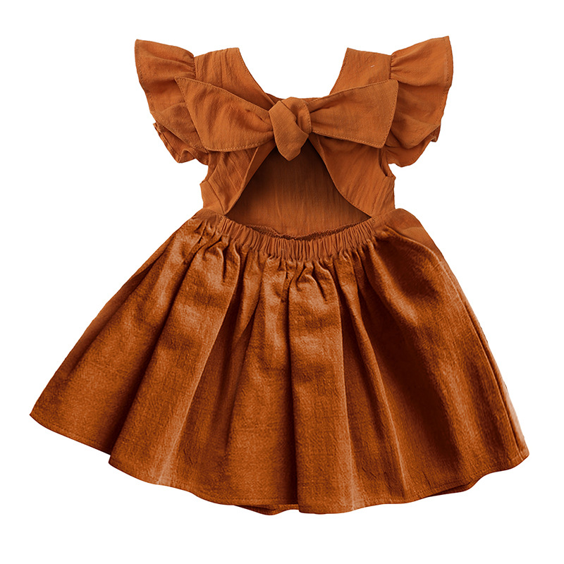 Cute Solid Color Cotton Girls Dresses display picture 4