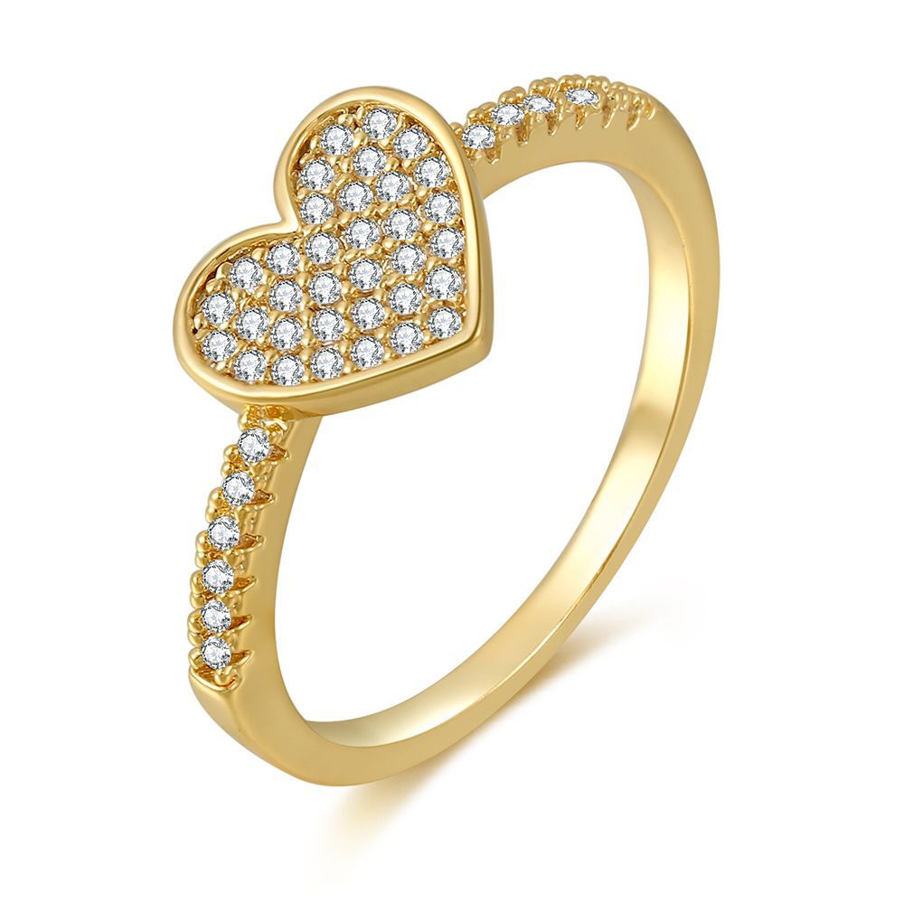 Fashion Heart Shape Copper Heart Star Inlaid Gold Gem Rings display picture 9