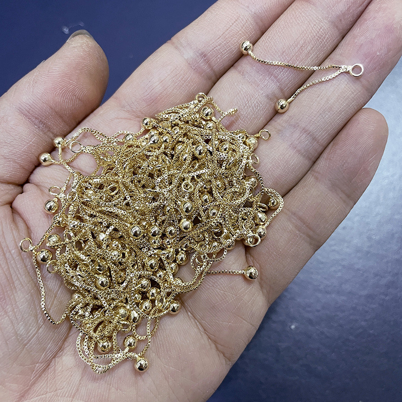 14k包金保色イヤリング流蘇部品箱チェーン溶接ビーズ吊り飾り手作りdiy耳飾りストラップ材料