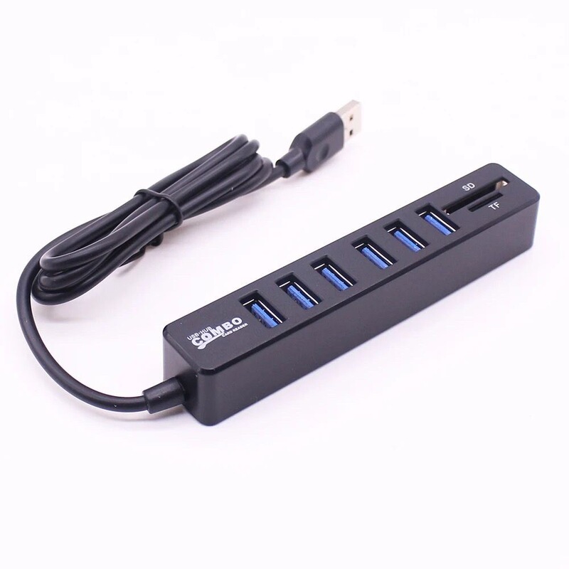 Cross-Border Multifunctional Eight-In-One Card Reader USB Hub Splitter Tf Sd Card One-To-Six Hub Docking Station