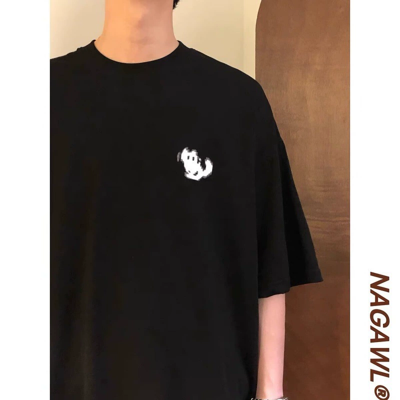 Японская футболка с короткими рукавами из чистого цвета