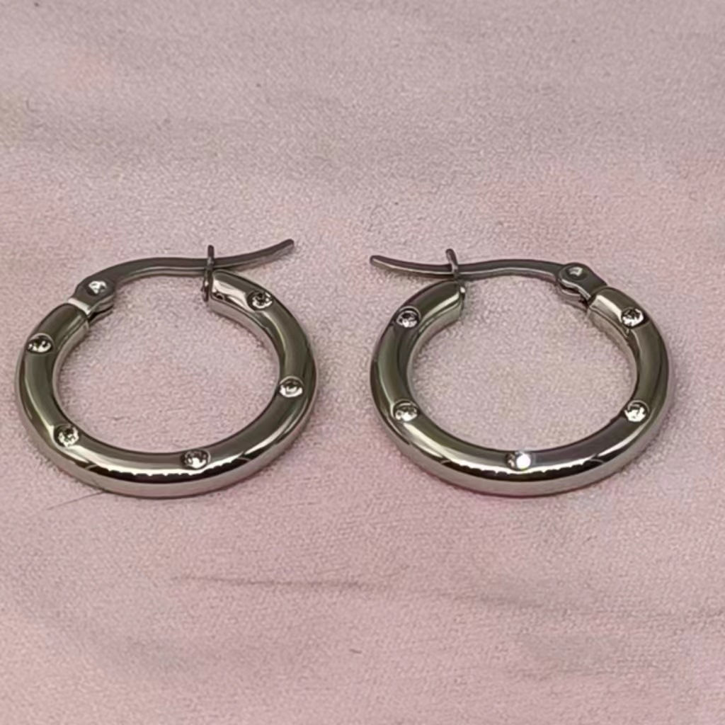 1 Pair Streetwear Solid Color Plating Titanium Steel Hoop Earrings display picture 2