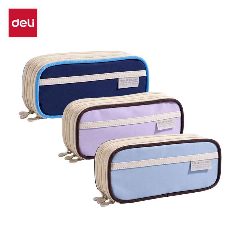 Bolsa de lápiz compuesta / tres cremallera de alto valor facial de gran capacidad para estudiantes de secundaria