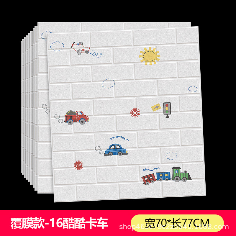 Transfronterizo al por mayor 3D papel tapiz autoadhesivo tridimensional patrón de ladrillo retro impermeable a prueba de humedad espuma pegatinas de pared tienda de ropa restaurante olla caliente