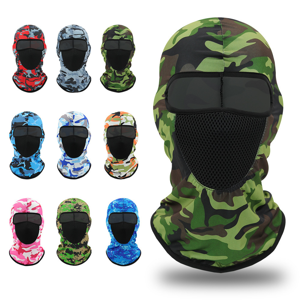 Summer Ice Silk Printing Mask Outdoor Riding Headgear Sunscreen Breathable Bicycle Liner Cap Full Face Pullover Hat